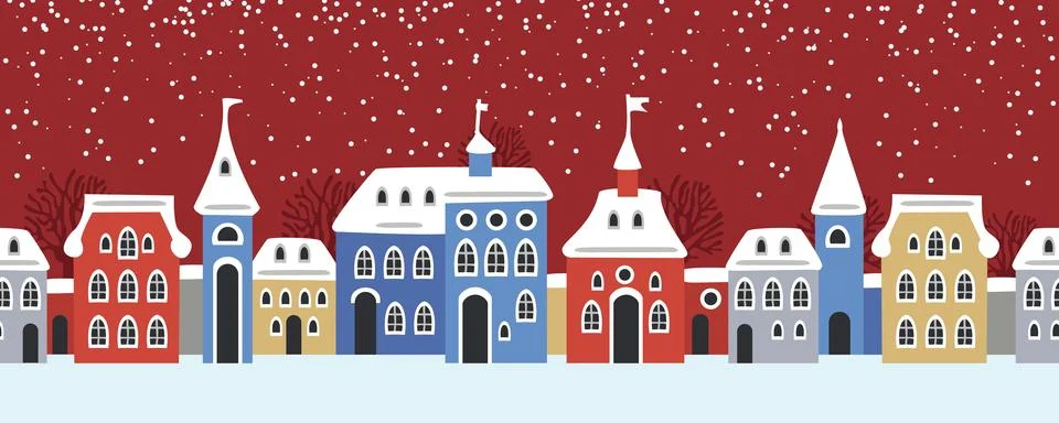 Seamless pattern winter landscape, Christmas New Year Stock Illustration