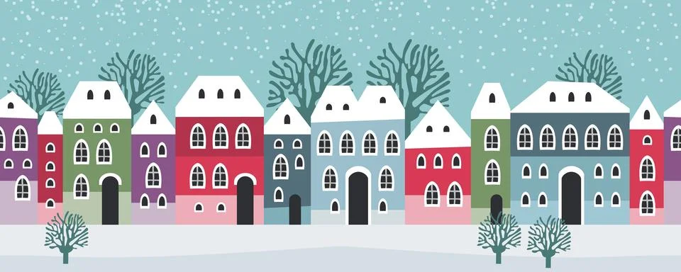 Seamless pattern winter landscape, Christmas New Year Stock Illustration