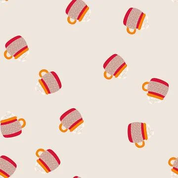 Seamless pattern winter marshmallow cup cartoon vector Stock Illustration