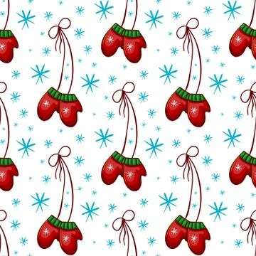 Seamless pattern with winter mittens Stock Illustration