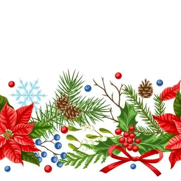 Seamless pattern with winter plants. Stock Illustration