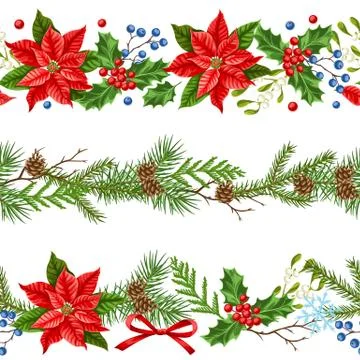 Seamless pattern with winter plants. 스톡 일러스트