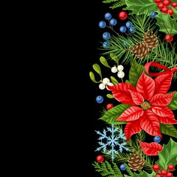 Seamless pattern with winter plants. Stock Illustration