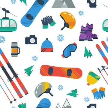 Seamless Pattern - Winter sport items Stock Illustration