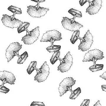 Seamless pattern wiring bonzai tree sketch hand drawn black 스톡 일러스트