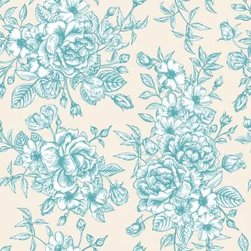 Seamless pattern wit roses. Illustrazione stock