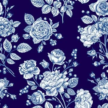Seamless pattern wit roses. Illustrazione stock