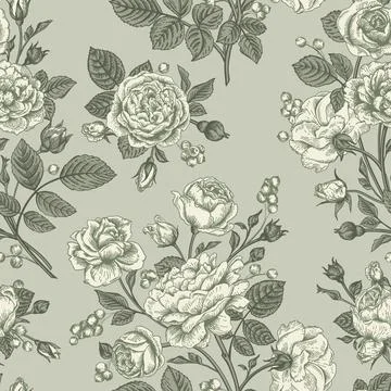 Seamless pattern wit roses. 스톡 일러스트
