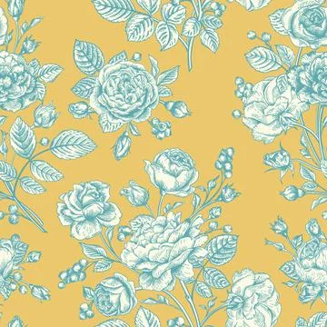 Seamless pattern wit roses. Illustrazione stock