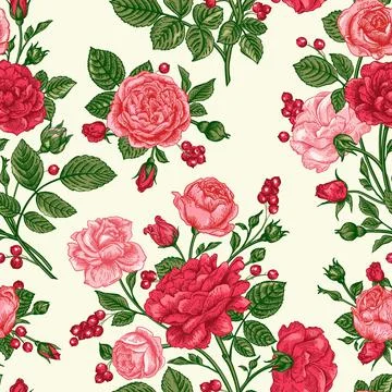 Seamless pattern wit roses. Illustrazione stock