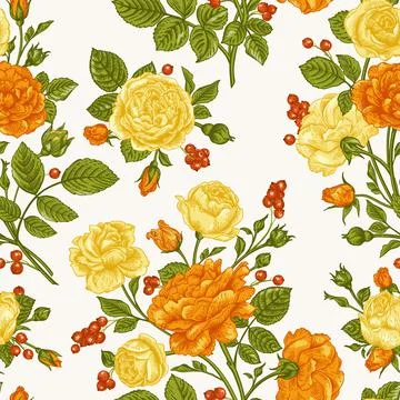 Seamless pattern wit roses. Illustrazione stock