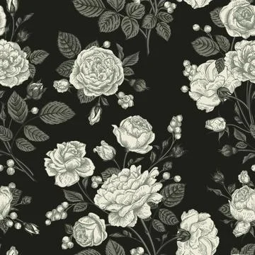 Seamless pattern wit roses. Illustrazione stock