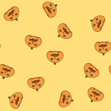 Seamless pattern witch pumpkin halloween character cartoon vector Stock Illustration