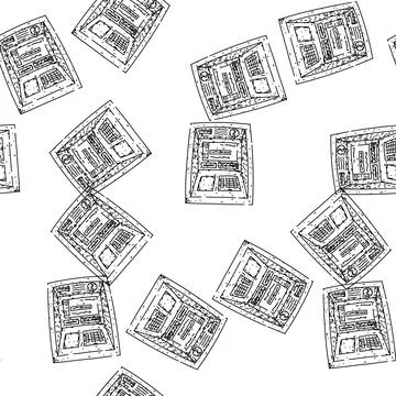 Seamless pattern withdraw atm machine sketch hand drawn イラスト素材