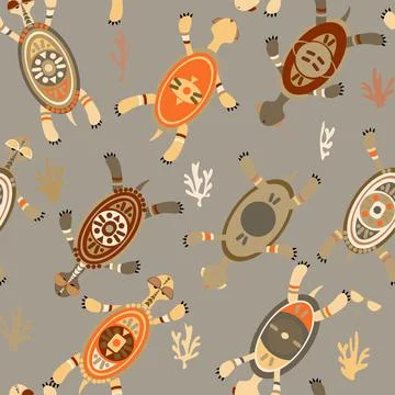 Seamless pattern without background colorful sea turtles and sunglasses Stock Illustration