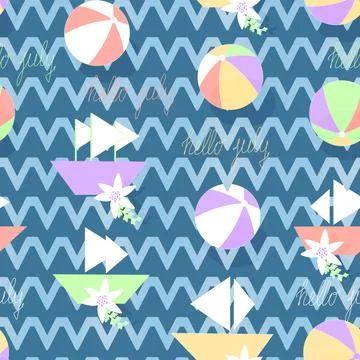 Seamless pattern without a background on a marine theme Stock Illustration