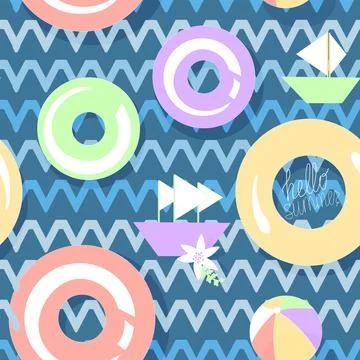 Seamless pattern without a background on a marine theme Stock Illustration