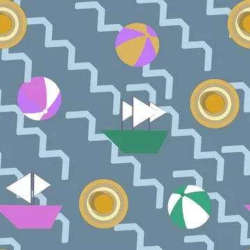 Seamless pattern without a background, a marine-themed game Stock Illustration