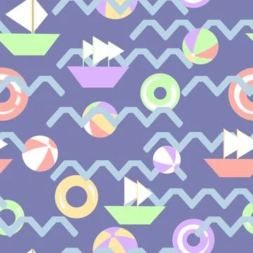 Seamless pattern without a background, a marine-themed game Stock Illustration