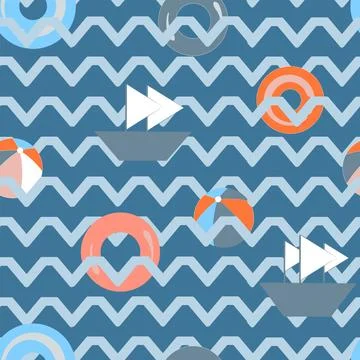 Seamless pattern without a background, a marine-themed game Stock Illustration