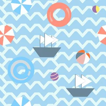Seamless pattern without a background, a marine-themed game Stock Illustration