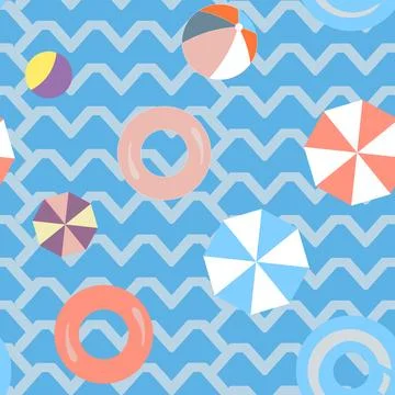 Seamless pattern without a background, a marine-themed game Stock Illustration