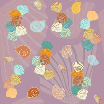 Seamless pattern without a background of multicolored shells 库存插图
