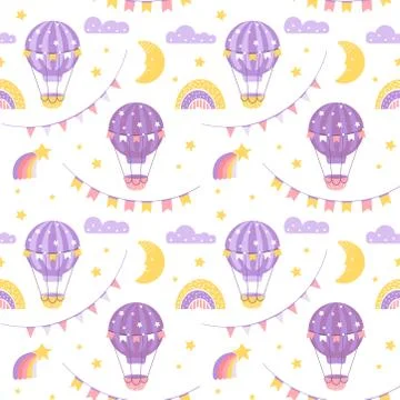 Seamless pattern wits air ballons. Fest background for wrapping paper, party Illustrazione stock