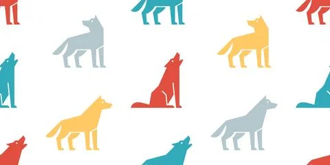 Seamless pattern with Wolf logo 库存插图