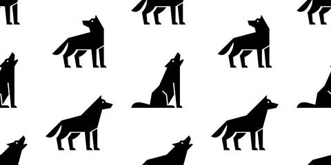 Seamless pattern with Wolf logo 库存插图