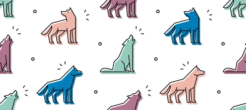 Seamless pattern with Wolfs Illustrazione stock