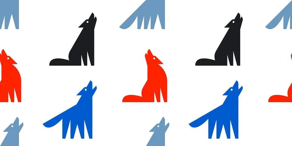Seamless pattern with Wolfs Illustrazione stock