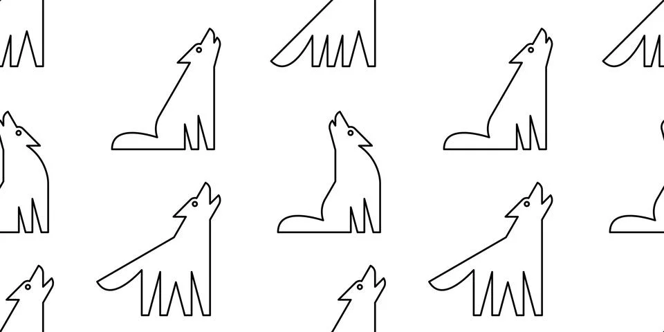 Seamless pattern with Wolfs Illustrazione stock
