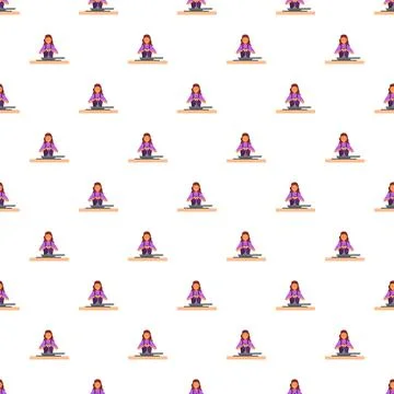 Seamless pattern of woman cooking in kitchen design background Stock Illustration