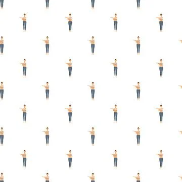 Seamless pattern with woman exercising, stretching arms out Stockillustratie