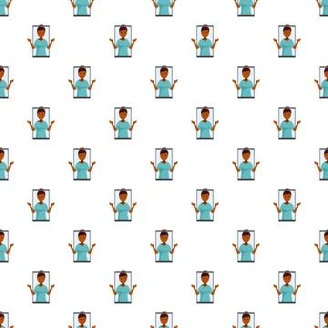 Seamless pattern of woman having video call on smartphone Stock Illustration