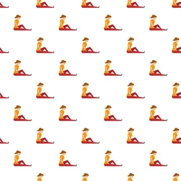 Seamless pattern of woman practicing yoga exercise on mat Stock Illustration