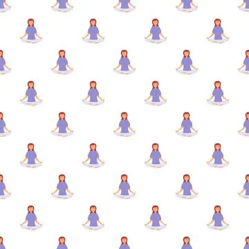 Seamless pattern of woman practicing yoga meditation in lotus pose Stock Illustration