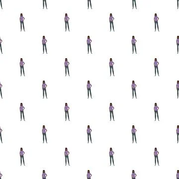 Seamless pattern of woman standing with hands on hips Stock Illustration