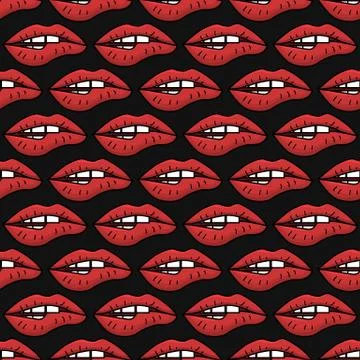 Seamless pattern with womens lips Stock Illustration