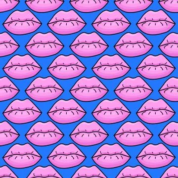 Seamless pattern with womens lips Stock Illustration