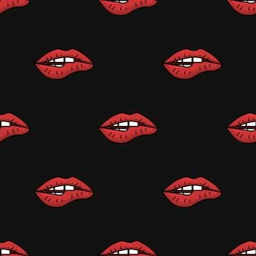 Seamless pattern with womens lips Stock Illustration