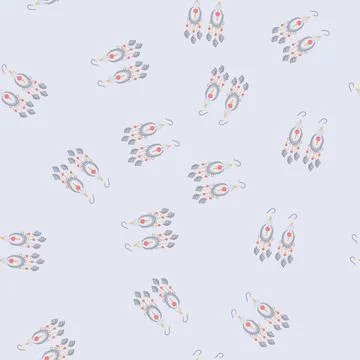 Seamless pattern wood boho earrings cartoon vector Stock Illustration