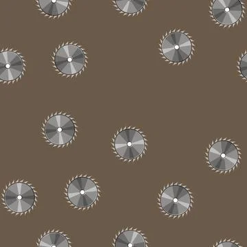 Seamless pattern wood circular saw blade cartoon vector Stock Illustration