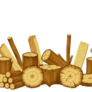 Seamless pattern with wood logs, trunks and planks. Background for forestry and Stock Illustration