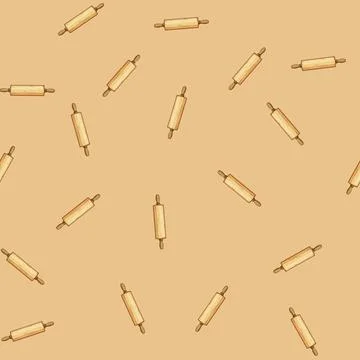 Seamless pattern wood rolling pin cartoon vector 스톡 일러스트