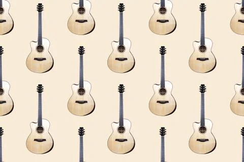 Seamless pattern of wood texture of lower deck of six strings acoustic guitar Stock Photos