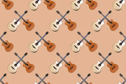 Seamless pattern of wood texture of lower deck of six strings acoustic guitar Stock Photos