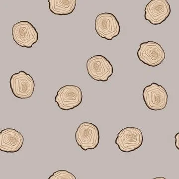 Seamless pattern wood tree rings cartoon vector イラスト素材
