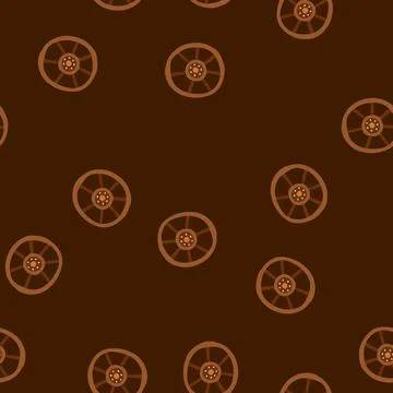 Seamless pattern wood wheel ancient cartoon vector Stock Illustration